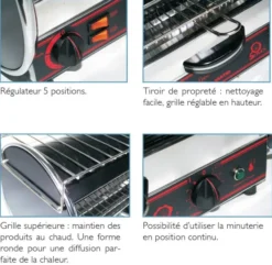Toaster Professionnel multifonction avec régulateur - 490 x 235 mm utile - 230 V - Prestige 1 étage - Sofraca