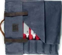 Trousse à Couteaux en Fleur de Cuir et Toile pour 8 Couteaux et Accessoires - Kotai