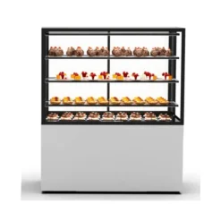 Vitrine Chaude à 4 Faces avec Base 100 - 1000 x 600 x 1400 mm et Sans Accès Frontal - 3 étagères Réglables - Sayl