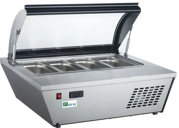 Vitrine à Glace Inox pour 4 Bacs de 5 Litres - 67 L - AFI Collin Lucy