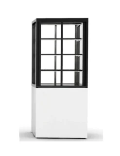 Vitrine Neutre à 4 Faces avec Base 60 - 600 x 600 x 1400 mm et avec Accès Frontal - 3 étagères Réglables - Sayl