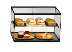 Vitrine Neutre Rectangulaire 2 Etagères en Verre Trempé avec LED - SAYL