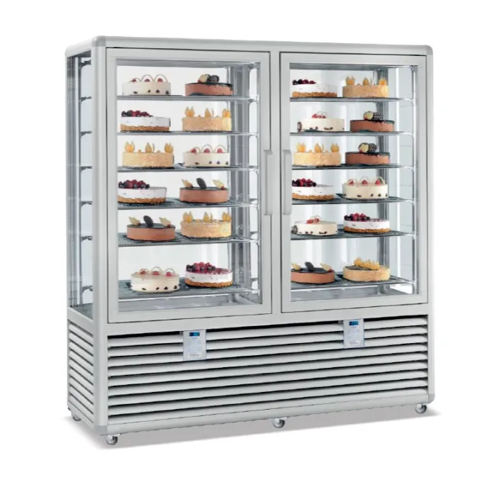 VITRINE NÉGATIVE VENTILÉE BI-TEMPÉRATURE - 15 ÉTAGÈRES VERRE - 1388 L - ISOTECH