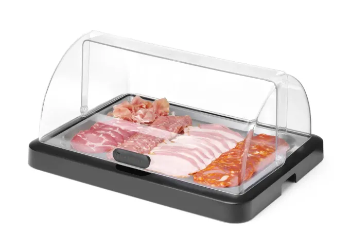 Vitrine Réfrigérante Buffet Couvercle Coulissant Roll-Top Duo UNIQ Noire - Hendi