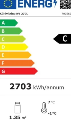 Vitrine Réfrigérante Professionnelle KV 270L - Barstcher