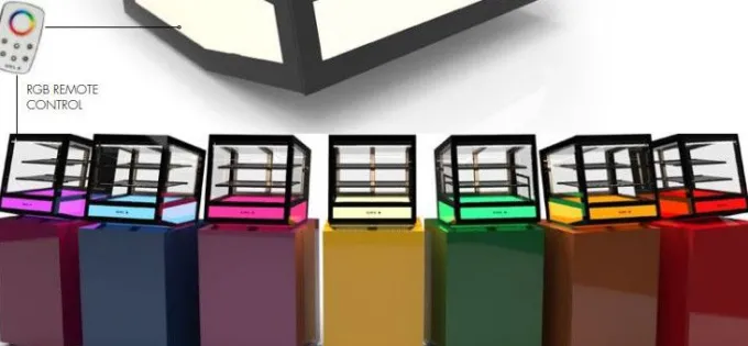 Vitrine Réfrigérée Cubique à Poser Série QBO Base Lumineuse Colorée - 620x670 mm - SAYL