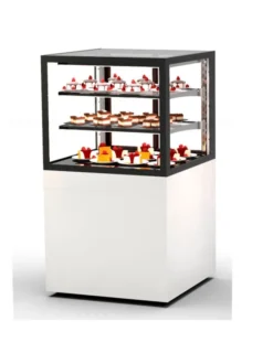 Vitrine Réfrigérée à 4 Faces avec Base 60 Serie Integra - 600 x 600 x 1100 mm et avec Accès Frontal - Sayl