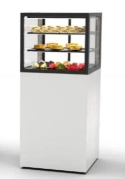 Vitrine Réfrigérée à 4 Faces avec Base 60 Serie Integra - 600 x 600 x 1400 mm et Sans Accès Frontal - Sayl