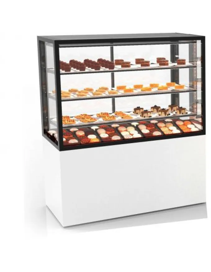 Vitrine Réfrigérée à 4 Faces avec Base 100 - 1000 x 600 x 1400 mm et avec Accès Frontal - 3 étagères Réglables - Sayl
