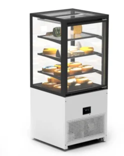 Vitrine Réfrigérée à 4 Faces avec Base 60 - 600 x 600 x 1400 mm et avec Accès Frontal - Température +6 à +10°C - Sayl