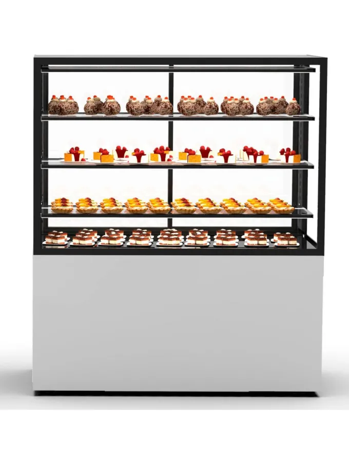 Vitrine Réfrigérée à 4 Faces avec Base 120 - 1200 x 600 x 1400 mm et avec Accès Frontal - 3 étagères Réglables - Sayl