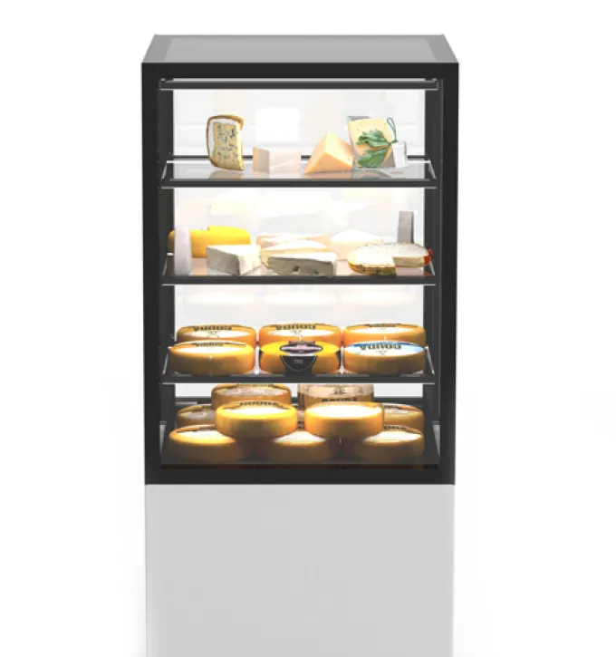 Vitrine Réfrigérée à 4 Faces avec Base 60 - 600 x 600 x 1400 mm et Sans Accès Frontal - 3 étagères Réglables - Sayl