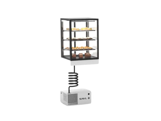 Vitrine Réfrigérée à 4 Faces - 600 x 600 x 950 mm et avec Accès Frontal - 3 Etagères Règlables - Sayl