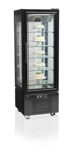 Vitrine Réfrigérée Pâtisserie 4 Faces Vitrées UPD400-F - Couleur Noire - Tefcold