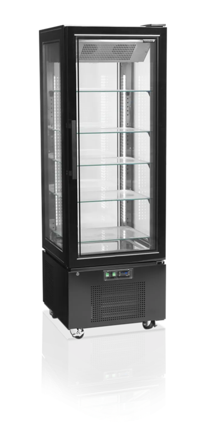 Vitrine Réfrigérée Pâtisserie 4 Faces Vitrées UPD400-F - Couleur Noire - Tefcold