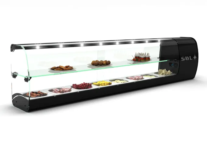 Vitrine Tapas Réfrigérée 2 Etagères Série SLIM avec 7 Bacs GN 1/6 - SAYL